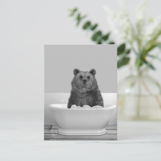 Bär in der Badewanne Bubble Bad Postkarte (Stehend Vorderseite)