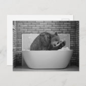 Bär in der Badewanne Bubble Bad Tier Postkarte (Vorne/Hinten)
