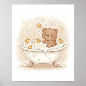 Bär in der Badewanne Kinder-Badezimmer-Wandkunst Poster (Vorne)