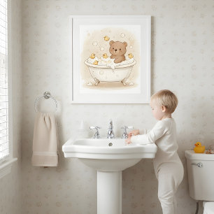 Bär in der Badewanne Kinder Badezimmer Wandkunst Poster
