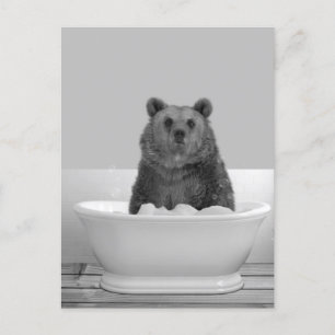 Bär in der Badewanne Schaumbad  Postkarte