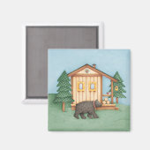 Bär in der Hütte Magnet (Vorderseite/Rückseite)