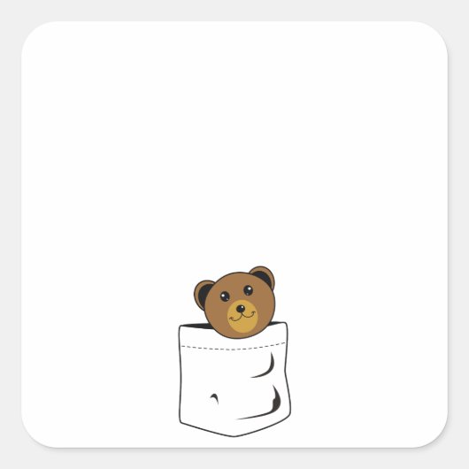 Bär in der Tasche Quadratischer Aufkleber (Vorderseite)