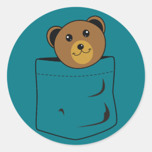 Bär in der Tasche Runder Aufkleber