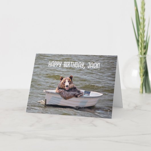 Bär in Dinghy zum Geburtstag Karte (Vorderseite)