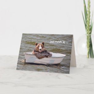 Bär in Dinghyboot Hallo Karte