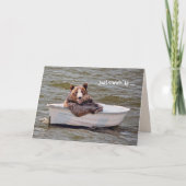 Bär in Dinghyboot Hallo Karte (Vorderseite)