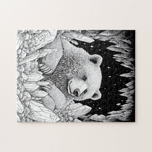 Bär in Edelstein-Höhle magischer Sternenhimmel Puzzle (Horizontal)