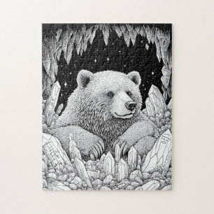Bär in Edelstein-Höhle magischer Sternenhimmel Puzzle