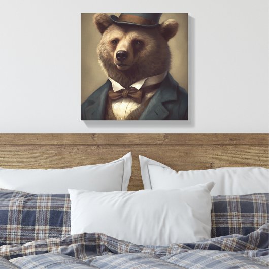 Bär in einem Anzug | Tierart | Tier in einem Anzug Leinwanddruck (Insitu (Schlafzimmer))