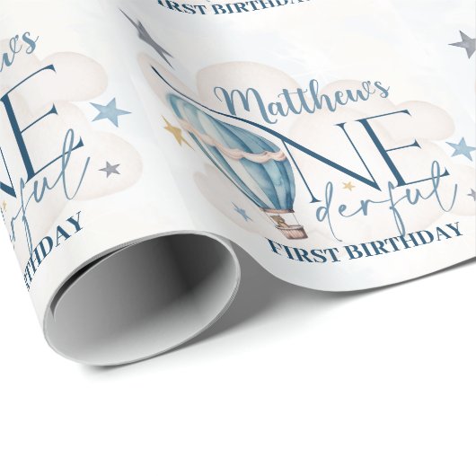 Bär in einem Ballon Matte Wrapping Paper Geschenkpapier (Rolleneckpunkt)