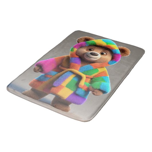 Bär in einem bunten Gewand Badematte (Schrägansicht)