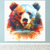 Bär in einem Herbstwald Leinwanddruck (Insitu (Holzboden))