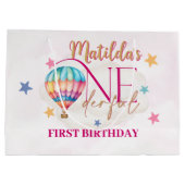 Bär in einem rosa Ballon Große Geschenktasche Geschenktüte (Rückseite)