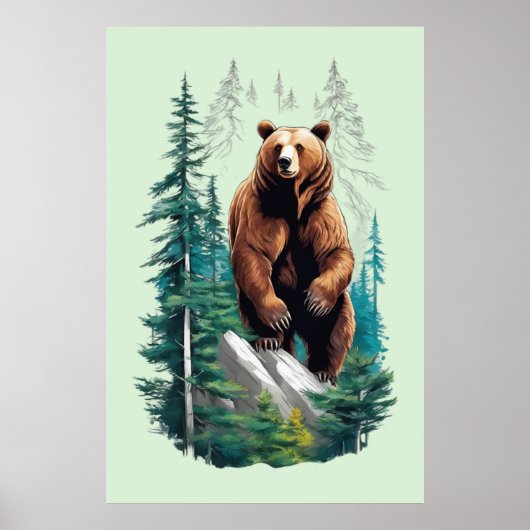 Bär in Forest Nature Lover Poster (Vorne)