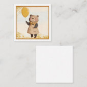Bär in gelbem Kariertes Kleid mit gelbem Ballon Mitteilungskarte (Vorne/Hinten)