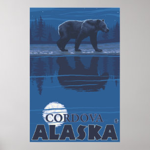 Bär in Mondlicht - Cordova, Alaska Poster