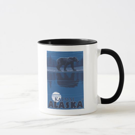 Bär in Mondlicht - Katmai, Alaska Tasse (Rechts)