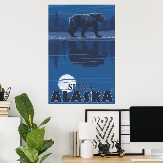 Bär in Mondlicht - Sitka, Alaska Poster (Heimbüro)