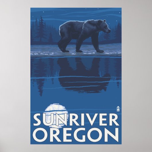 Bär in Mondlicht - Sun River, Oregon Poster (Vorne)