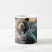 Bär in Robe mit Kaffeetasse (Mittel)