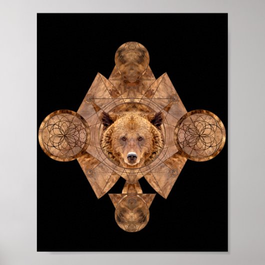 Bär in Sacred Geometry Ornament Poster (Vorne)