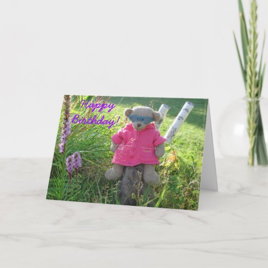 Bär in Schatten, glücklich zum Geburtstag! Karte (Vorderseite)