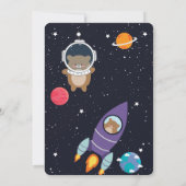 Bär in Space Baby Dusche Space Navy Galaxy Einladung (Rückseite)