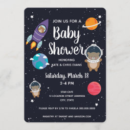 Bär in Space Baby Dusche Space Navy Galaxy Einladung