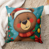 Bär in Weihnachtsmannmütze unter den Weihnachtsbäu Kissen (Decke)