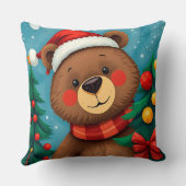 Bär in Weihnachtsmannmütze unter den Weihnachtsbäu Kissen (Rückseite)