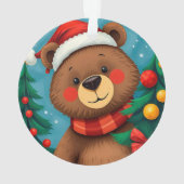 Bär in Weihnachtsmannmütze unter den Weihnachtsbäu Ornament (Rückseite)