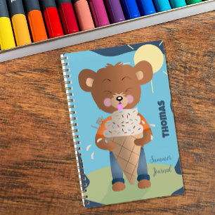 Bär isst Eiscreme-Kind Sommer Journal Notizbuch