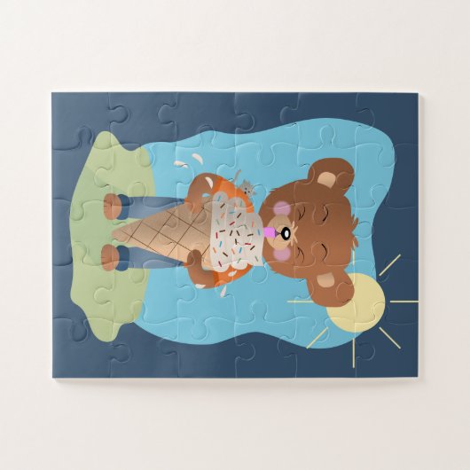 Bär isst Eiscreme Kind Sommerpuzzle Puzzle (Horizontal)
