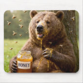 Bär isst Honig aus einem Glas Mousepad (Vorne)