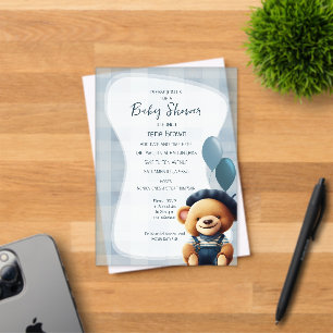 Bär Jean Baby Shower Blaue Acryl-Einladung Acryleinladungen