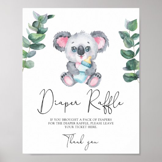 Bär Koala Windel Tombola Poster (Vorne)