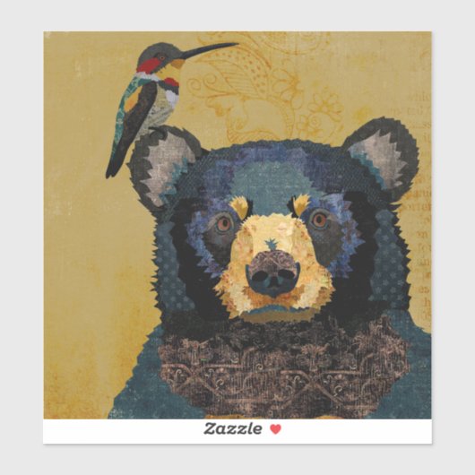 BÄR & KOLIBRI AUFKLEBER (Blatt)