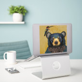BÄR & KOLIBRI AUFKLEBER (Laptop auf Schreibtisch)