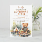 Bär Lasse die Adventure Begin Baby Dusche Einladung (Stehend Vorderseite)