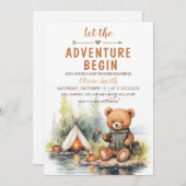 Bär Lasse die Adventure Begin Baby Dusche Einladung (Vorne/Hinten)