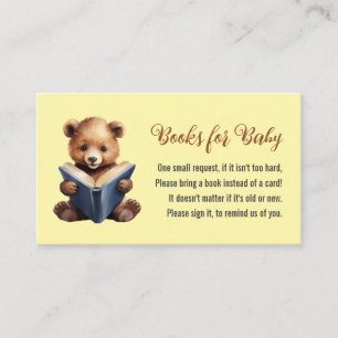 Bär liest Bücher für Baby Shower Beilagekarte Begleitkarte