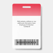 Bar-Logo des Red Employee-Fotos Ausweis (Rückseite)