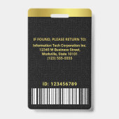 Bar-Logo für Computer IT Custom Employee Ausweis (Rückseite)