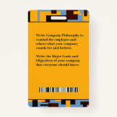 Bar-Logo für das Foto des Mitarbeiter-Krankenhause Ausweis (Rückseite)