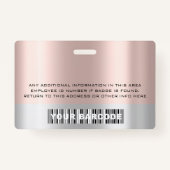 Bar-Logo-Rose für benutzerdefinierte Mitarbeiter Ausweis (Rückseite)