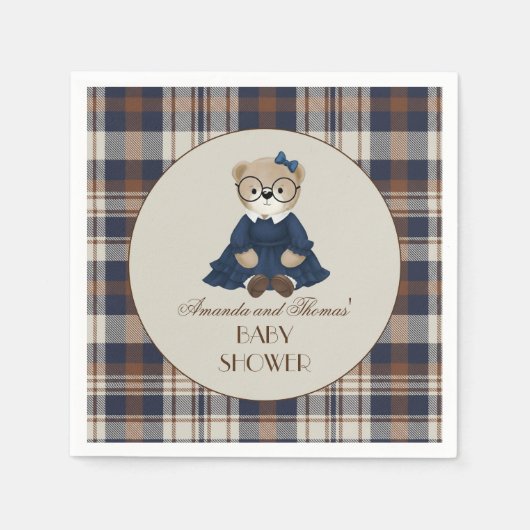 Bär Luxus Mädchen Baby Shower  Serviette (Vorderseite)