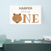 Bär macht ein Süße Tier ersten Geburtstag Banner (Messeveranstaltung)