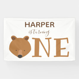 Bär macht ein Süße Tier ersten Geburtstag Banner