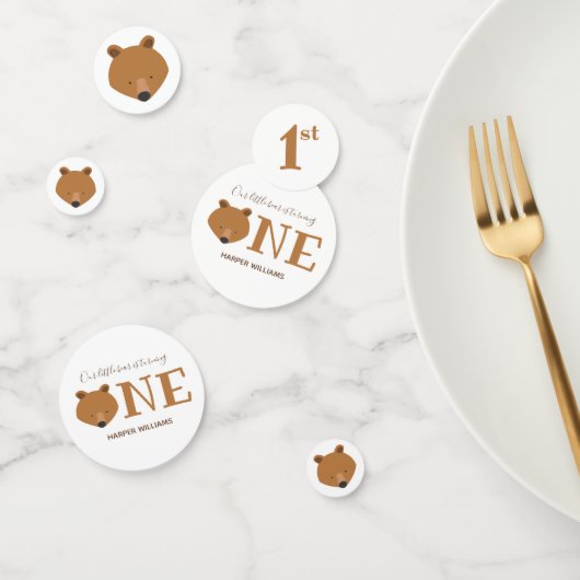 Bär macht ein Süße Tier ersten Geburtstag Konfetti (Gruppe)